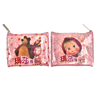 瑪莎與熊 閃亮方型零錢包 2入 尼龍材質