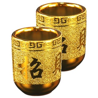 馥瑰馨盛 金賺盤神佛神獸供杯 含開光加持 4.2 x 4.2 x 4.7cm 2個