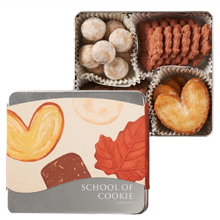 School of Cookie 台灣優格餅乾學院 點心時刻 天然奶油鐵盒餅乾禮盒, 220g, 1盒