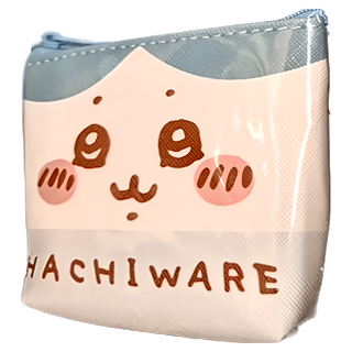 Dung Jin 吉伊卡哇斜紋皮革零錢包, 藍色, 卡通圖案, 拉鍊鎖定, 可愛輕巧, 1個