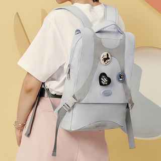 日系復古學院風後背包 V2664 1個, 霧霾藍