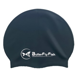 ButterFly Fish 蝴蝶魚 矽膠泳帽 低水阻/高彈性 SC2501 適用頭圍50~62cm, 黑色, 均碼(23.3 x 20.5cm), 1個