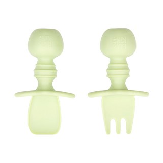 BUMKiNs 白金矽膠湯叉組, 湯匙 + 叉子, 香瓜綠, 1組