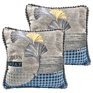 J&N 千鳥格紋絲絨抱枕 灰色 (2入) 100%聚酯纖維, 48 x 48cm