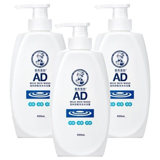 MENTHOLATUM 曼秀雷敦 AD溫和舒敏泡沫沐浴露, 500ml, 3瓶