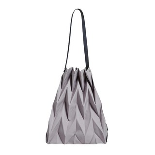 PAVI studio 褶皺肩背包 聚酯纖維 耐磨皮革背帶, 迷霧灰