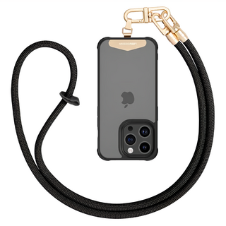 手機掛帶吊繩 斜掛款 附金屬夾片, 黑色, 1個