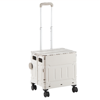 4輪折疊購物推車 (中號) - 尺寸：41.5x35x92cm, 灰白, 1個