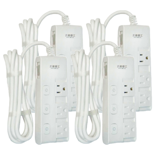 MAX STAR 太星電工 蓋安全四開三插滑蓋電腦線 台灣製造, 2.7m, 白色, 4條