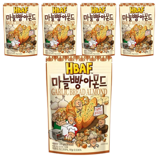 HBAF 杏仁果與大蒜麵包, 韓國原裝進口, 辦公室必備零食, 120g, 5包