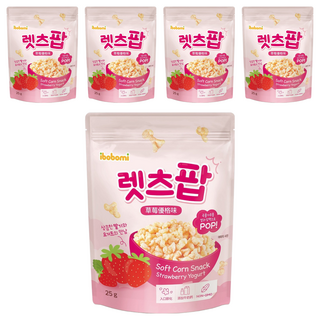 ibobomi 玉米花 寶寶健康零食 韓國製造, 草莓優格味, 25g, 5包