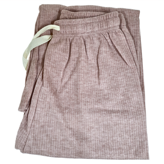 抽繩加厚羊絨素色直筒寬褲 - 粉色, 均碼