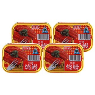 同榮 特選燒鰻罐頭, 鰻魚膠質含量高, 紅燒製作最可口, 100g, 4罐