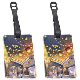 JB Design 行李吊牌 Set -二人 PVC塑膠材質 台灣產 2入一組, 6.6 x 10cm, 80 天燈夢想 多色