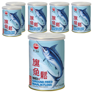 味一 旗魚鬆, 鮮香海味吃的到, 無味精防腐劑, 防潮罐裝, 200g, 6罐