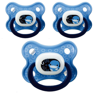 KU.KU Duckbill 酷咕鴨 繽紛安撫奶嘴, 柔軟矽膠材質 耐用安全, 初生 0歲以上, 藍色, 3個