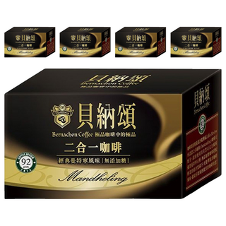 貝納頌 二合一即溶咖啡 曼特寧 無糖, 13g, 25包, 5盒