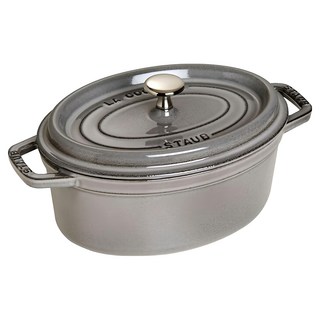 Staub 橢圓琺瑯鑄鐵鍋 2.3L 灰色 23cm 雙耳燉鍋, 1個