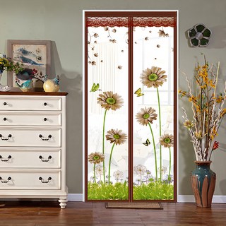 半島良品 魔術膠靜音磁吸防蚊門簾, 印花 荷蘭菊