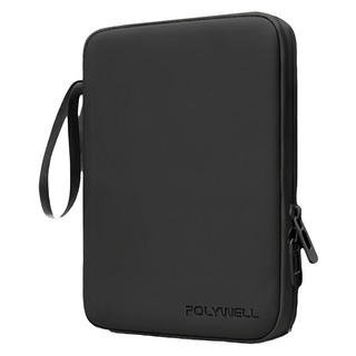 POLYWELL 寶利威爾 平板防撞防水收納包 緩衝泡綿內襯 PU材質防撥水 全開拉鍊 多種尺寸 適用iPad PW15-T65-0843, 黑色, 1個