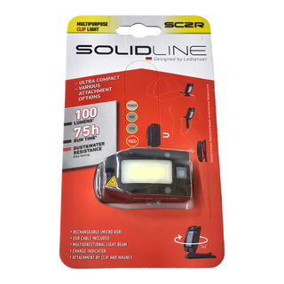 SOLIDLINE SC2R 充電式多用途照明燈 超緊湊 多種連接方式 100流明 75小時運行 防塵防水IP44, 1個