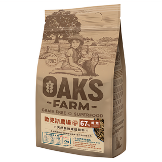 OAK'S FARM 天然無穀成貓飼料, 鮭魚, 2000g, 1袋