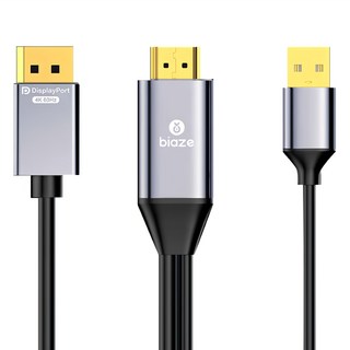 biaze 畢亞茲 4K 60hz HDMI轉DP轉換器連接線 1.8m, ZH189, 1條