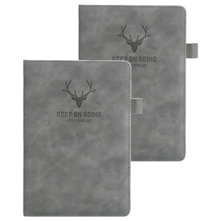 德利生活 羊巴皮A5筆記本加厚款, 80g道林紙, 14.5cm*21cm, 180張/360頁, 灰色, 2本