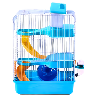 三層大城堡鼠籠 靜音設計 防漏真空水壺 加高底盤設計 防滑底盤設計, 顏色隨機, 1個