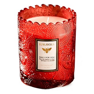 浮雕蕾絲香氛蠟燭, 200g, 1個, 絲絨玫瑰烏木