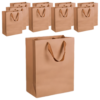 牛皮紙禮物手提袋 堅固耐用 美觀大方 操作簡便, 10個, 大, 單一顏色, 1組