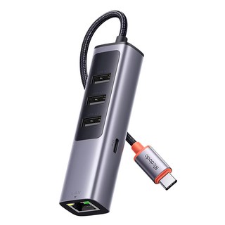 Mcdodo 麥多多 隨享系列 100W Type C 轉接器 五合一 + RJ45 帶3個USB3.0接口, 灰色, 1個
