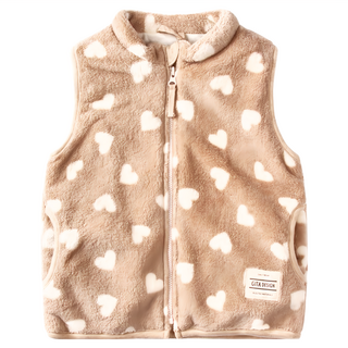 兒童款珊瑚絨保暖背心 經典愛心, 140cm, 1入
