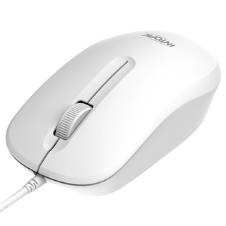 INTOPIC 光學有線靜音滑鼠 白色 MS-Q107-W，辦公室適用，靜音按鍵設計