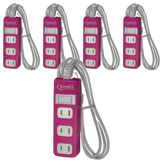 Tyson 太順電業 QPOWER 2孔1開4插延長線插座 TS-214B 過載保護, 1.8m, 洋紅色, 5條