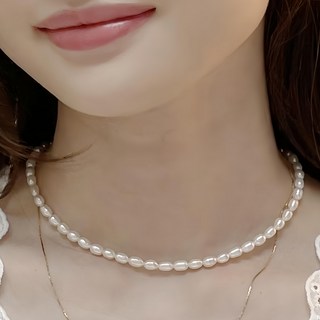 ellajour 925純銀 日常 淡水珍珠項鍊 禮品包裝 + 基本款珍珠耳環