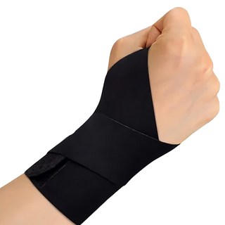 日系可調節透氣薄款護腕 健身羽球男女適用 右手適用, 黑色, 1個