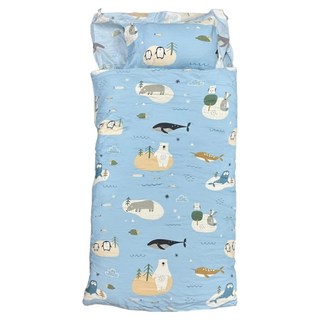 LoveCity 寢城之戀 萊賽爾天絲 冬夏兩用兒童書包睡袋 台灣製, 可愛之旅 藍色