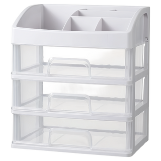 BangJiaShi 幫家適 桌上型三層抽屜式收納盒, 白色, 3層, 1個