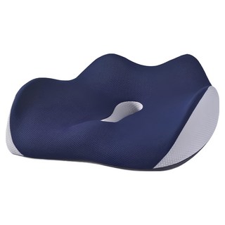 YUNMI 記憶棉坐墊/立體美臀坐墊/痔瘡坐墊/減壓椅墊/孕婦座墊/辦公室椅背墊/汽車坐墊 居家/辦公 新版, 藏青色