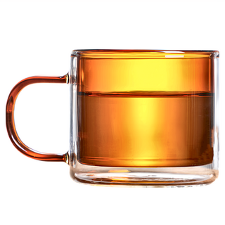 彩色雙層咖啡杯 250ml 耐熱防爆, 咖啡色, 1個