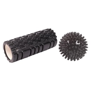 Nopeasti 諾比 健身舒壓筋膜物理放鬆套組, 迷你款瑜珈柱/按摩球, PVC+EVA材質, 迷你柱(8 x 8 x 30cm)，按摩球(6 x 6cm), 黑色, 1組