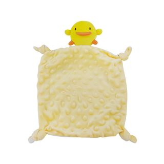 PiYOPiYO黃色小鴨逗趣響鈴雙面安撫巾觸覺安撫0個月以上嬰幼兒適用, 黃色, 1個