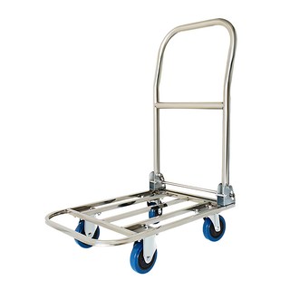 202不鏽鋼輕便可摺疊收納手推車, 銀色 + 藍色, 1個