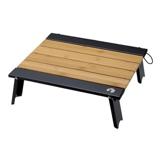 CAPTAIN STAG 鹿牌 鋁合金竹小桌 自然現代設計 組裝簡便 緊湊存儲設計, 黑色 + 木色