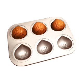 TRIARROW 三箭牌 金不沾6連栗子烤模, 26.5x18.5x3cm, 26.5 x 18.5 x 3cm, 1個