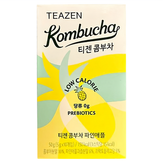 TEAZEN 康普茶沖泡飲 鳳梨口味 含12種活性乳酸菌 0糖低熱量, 5g, 10條, 1盒