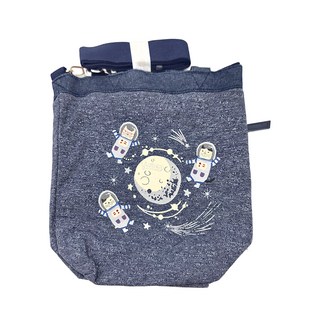 kUSUgURU JAPAN 日本眼鏡貓 NEKOMARUKE 貓丸系列宇宙太空喵星人大容量手提肩背2用包, 藍色