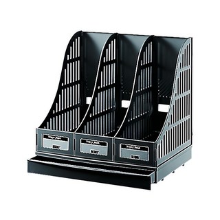 LONG HO 龍和文具 DR 304 抽屜式組合雜誌箱 尺寸: 340*260*350mm 三格收納, 黑色, 1個