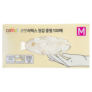 comet 合成橡膠手套 100個, M(230 x 95mm), 白色, 1盒